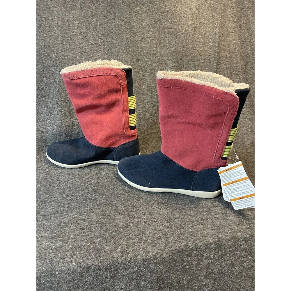 NWT Crocs Adela Fold over Slip On Fuzz Suede Bootie Faux Fur Size 7 - Picture 3 of 7